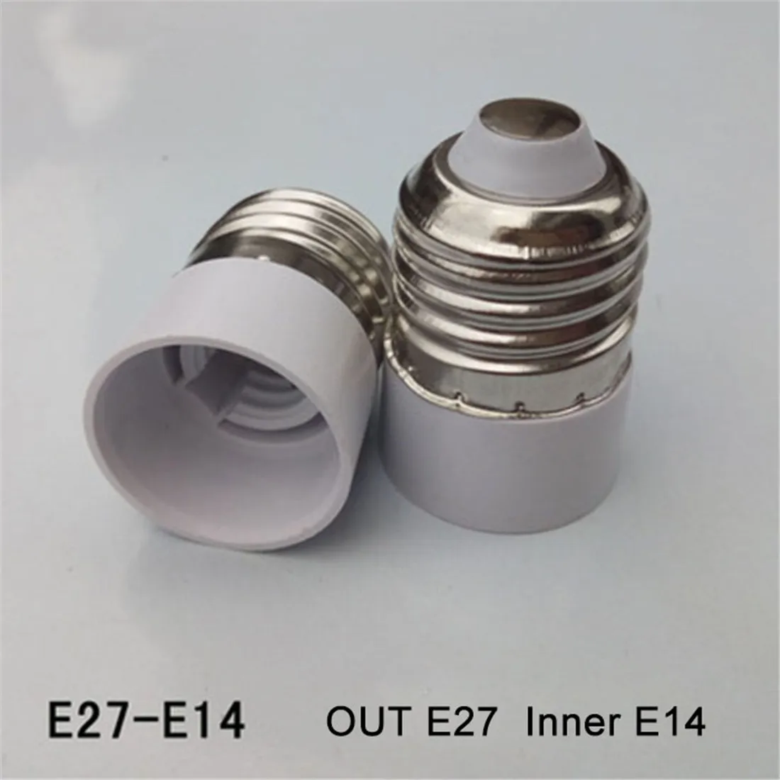 4pcs Pack E27 to E14 Socket Adapter, White Medium E27 to Candelabra E14 Base Bulb Converter