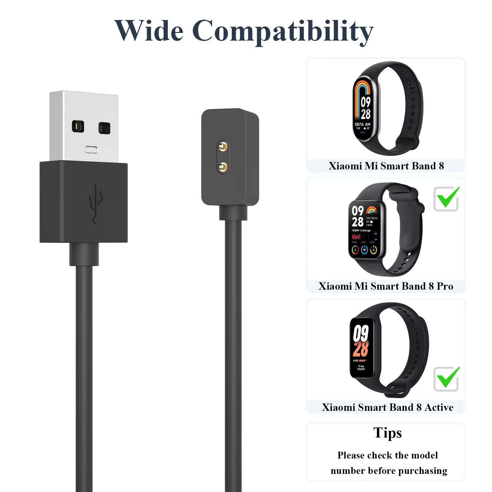 Ładowarka magnetyczna do Xiaomi Mi Band 5 6 7 8 Kabel ładujący USB Stacja dokująca do Xiaomi Mi Band 8 7 6 5 Przewód ładujący Akcesorium