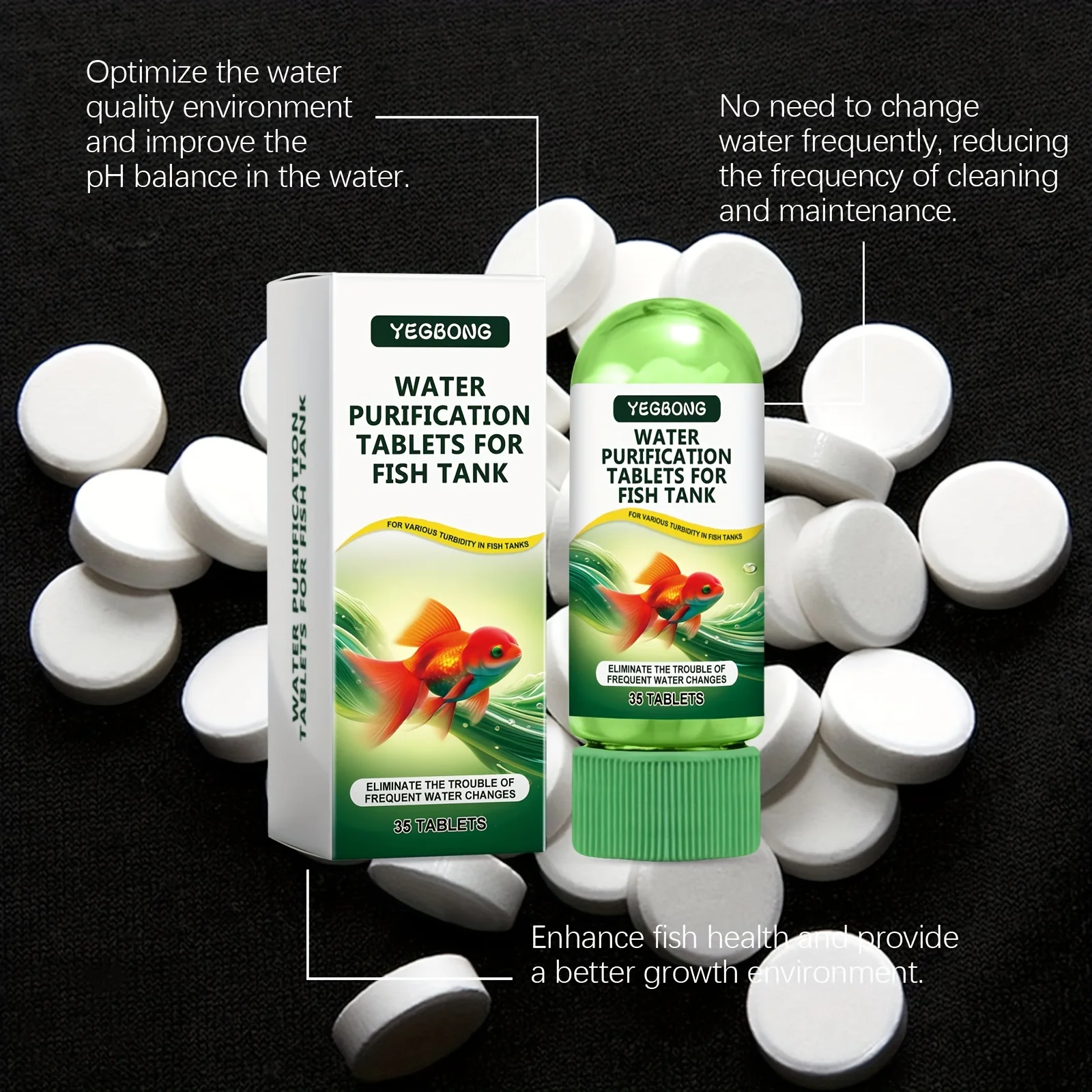 35 Tabletten Wasserreinigungstabletten Schneller Aquarium-Wasserfilter Fischzubehör Aquariumtabletten Verbessern die Wasserqualität im Aquarium