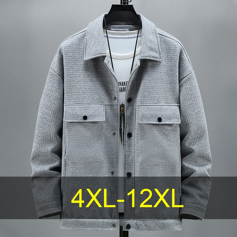 

10XL Plus Size Jacket Men Spring Autumn Button Jacket Cargo Coat Fashion Casual Solid Color Jackets Male Big Size 10XL