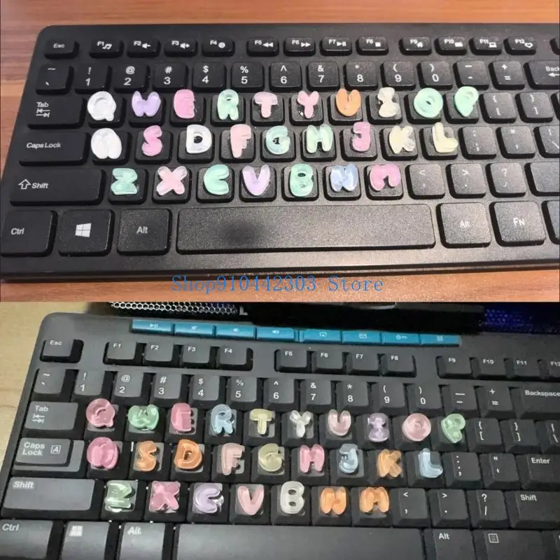 

652F Ergonomic Keyboard Raisers Stickers Heightening Enhancer 26 Alphabets 10 Number With Textured Texture For Better Grip