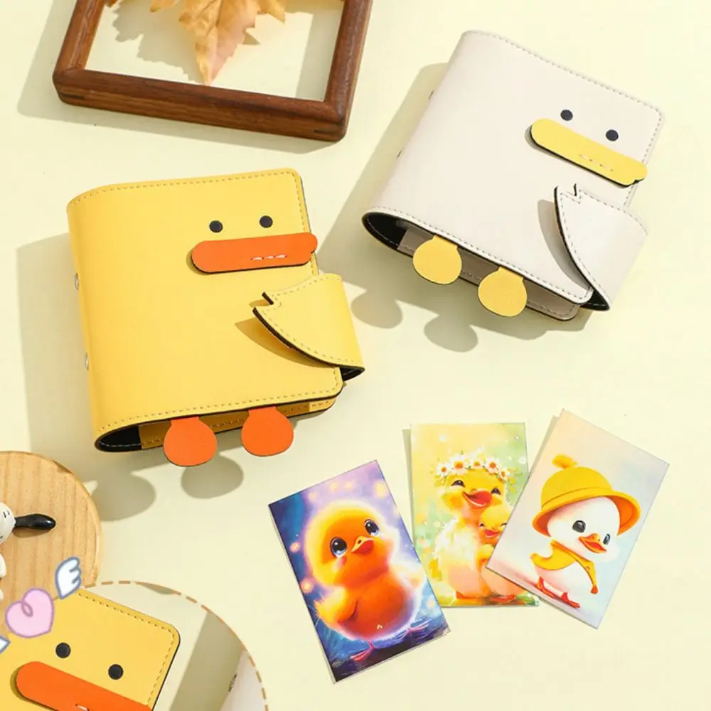 

Cute 3inch Photo Album Cartoon Duck Faux Leather Souvenir Card Book Waterproof Wear Resistant Cards Storage Idol