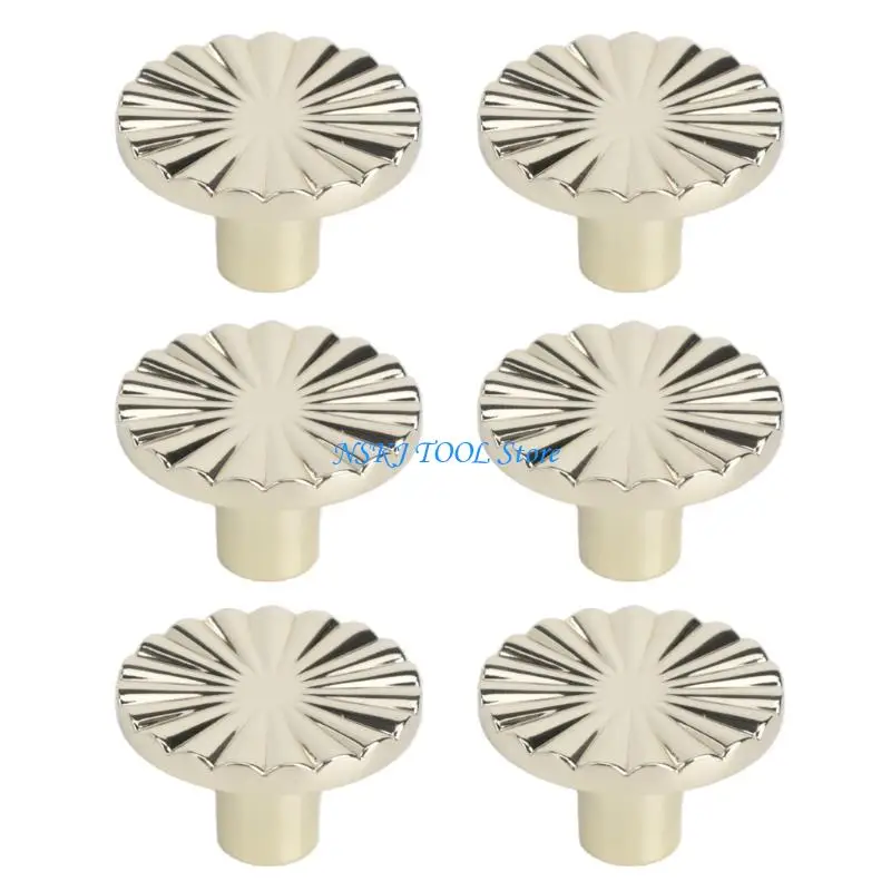 L8RC Set of 6 Stylish Nordics Styles Drawer Knobs Zinc Alloy Brushed Brass Handle Convenient for Modern Cabinets and Dresser