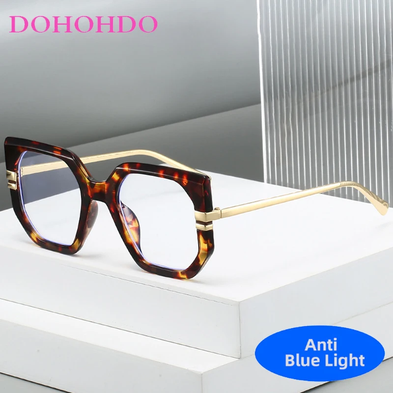

Metal Big Frame Square Blue Light Blocking Glasses Women Men Trend Brand Design Optical Computer Eye Protection Eyeglasses Очки