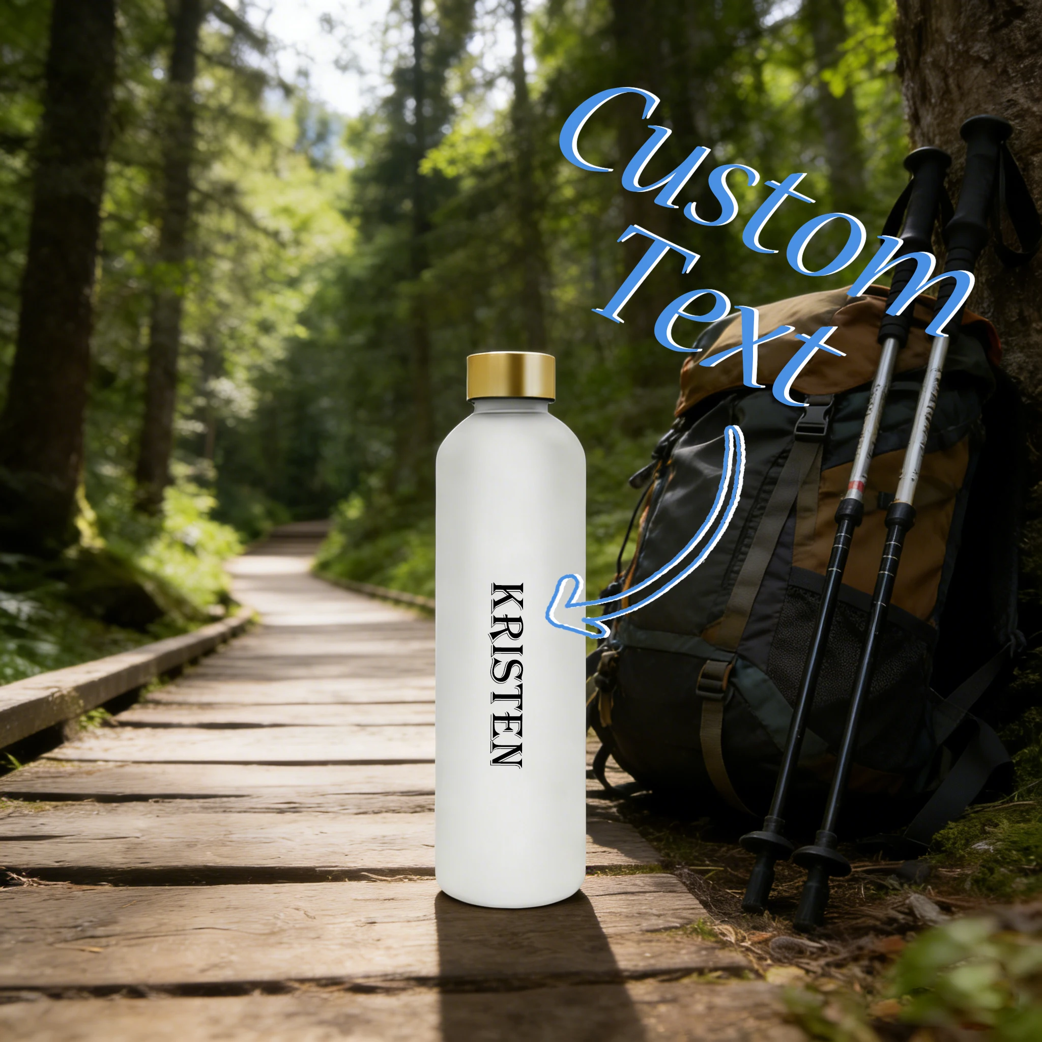 Custom Personalized Text Name Cold Water Cup 1000ml White Outdoor Travel Camping Field Water Cup, Holiday Gift