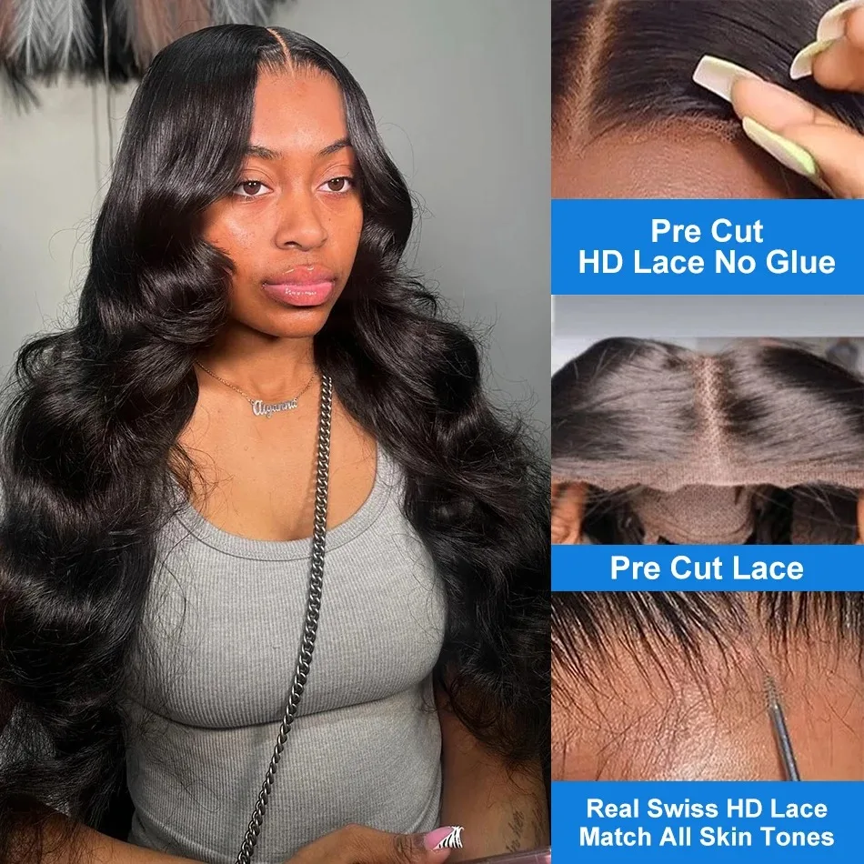 Listo para usar 5x5 Pre Cut HD Cierre de encaje Pelucas sin pegamento Cabello humano 30 40 pulgadas Pelucas de cabello humano ondulado Pre desplumado para mujeres