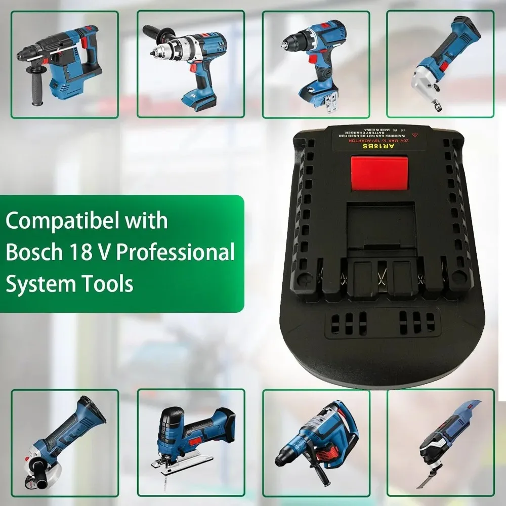 

Адаптер для аккумуляторов AR18BS: преобразователь Li-ion аккумуляторов Ridgid/AEG 18V в аккумуляторы Bosch 18V GBA для беспроводных электроинструментов