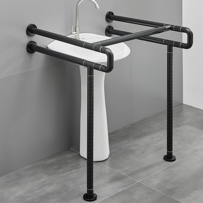 Barrier-free Elderly Disabled Help Hand Basin Handle Bar Black Grab Bars for Bath Third Bathroom Handrail Elderly Helping Tools