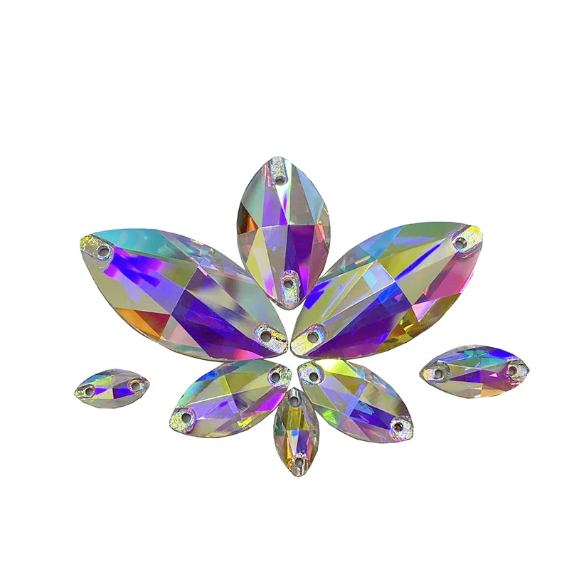 50 Stück gemischte CrystalAB-Nähsteine, flache Glasperlen, glänzende Kristalle, Strass-Steine, Hochzeitskleid-Dekoration, Edelsteine, Bastelbedarf – Detail 7