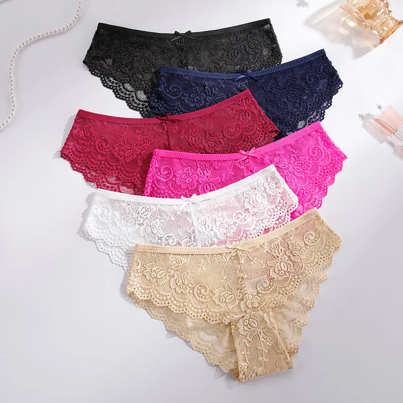 

3-piece Plus Size Sheer Lace Bikini Panties: Sexy Mid-Rise Cut-Out Design with Breathable Cotton Gusset