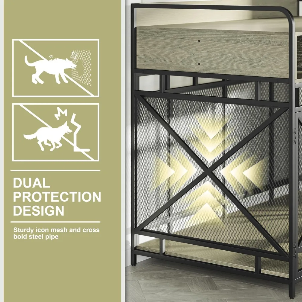 43インチの頑丈な木製犬小屋兼エンドテーブル、XLサイズの犬小屋家具（大型犬用）、装飾的な室内用犬小屋