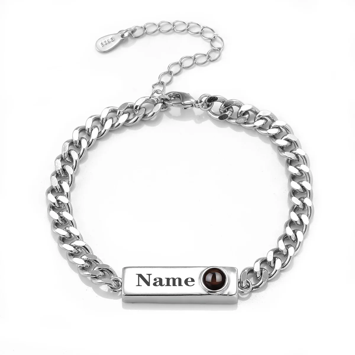 Rectangular Projection Bracelet Stainless Projection Bracelet With Photos Suitable For Both Men And Women Carved Name Bracelet