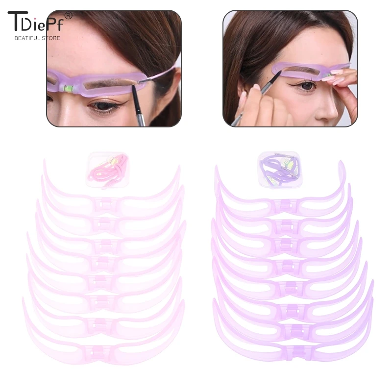 12PCS/8 Pairs Different Hot Sale Women Eyebrow Stencil Kit Reusable Eyebrow Grooming Stencil Card Shaping Template Makeup Tools