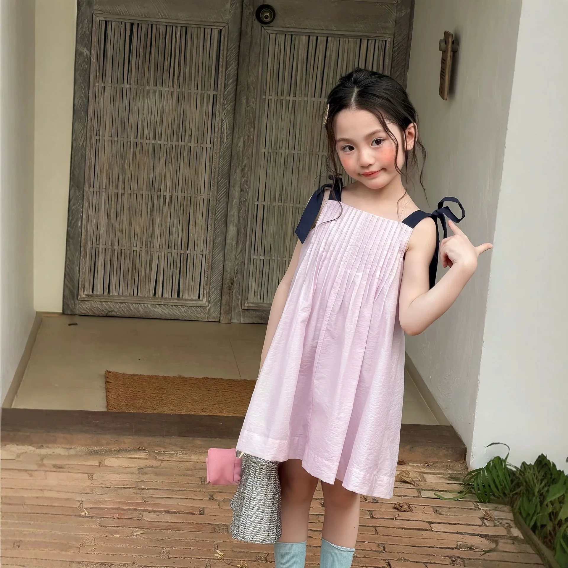 

Girls Long Dress Summer Outfit New Children Princess Dress Versatile for Little Girls Baby Black Shoulder Strap Suspender Skirt