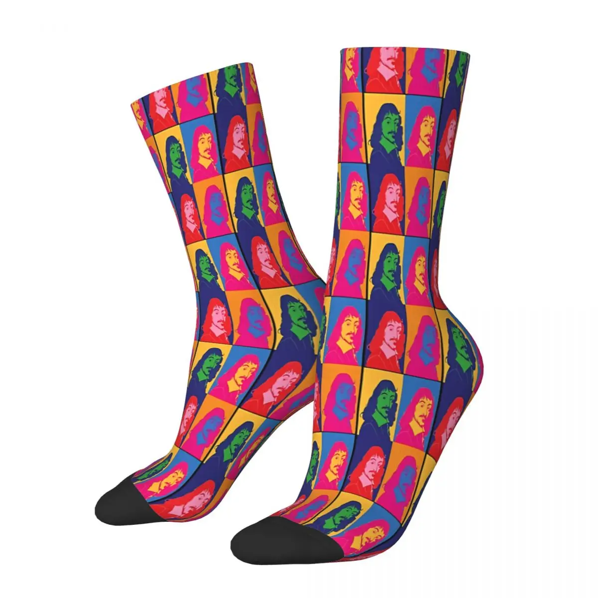 Portrait Philosopher Rene Descartes Pop Art Socks Male Mens Women Summer Stockings Polyester