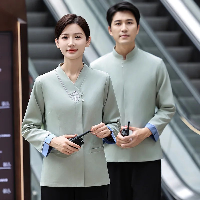 

Куртка для уборщиков, униформа для персонала отелей и торговых центров на осень и зиму, двухслойная куртка с длинными рукавами для уборщиков.