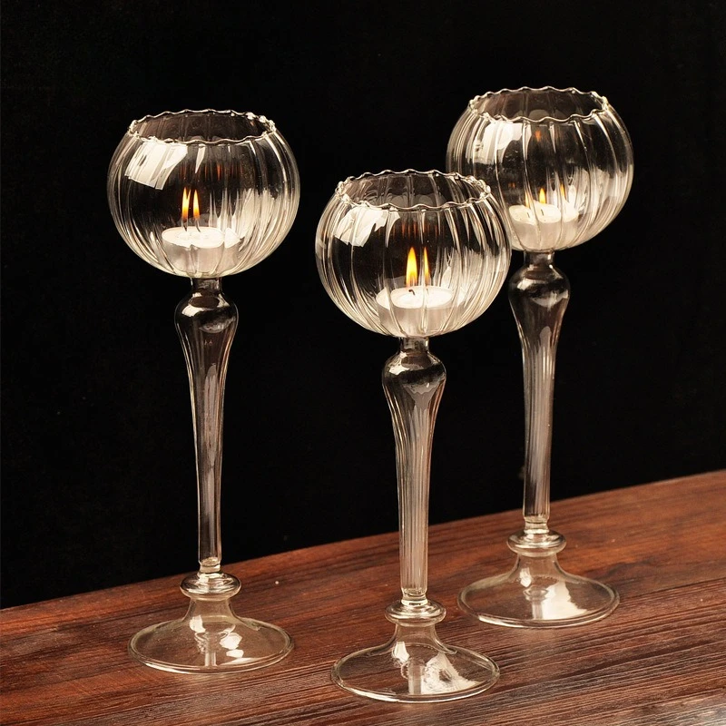 Creative Vintage Striped Table Lamp-style Candlestick Home Decorative Accessory Wedding Centerpieces Party Supplies Decor