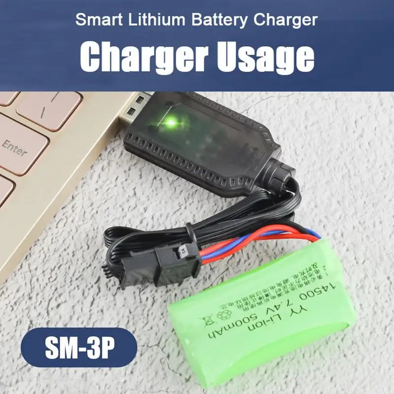 USB Lithium Battery Charger Connect SM-2P SM-3P SM-4P Lithium Batteries 7.4V 1000mA Fast Charging Cable For RC Toy Drone