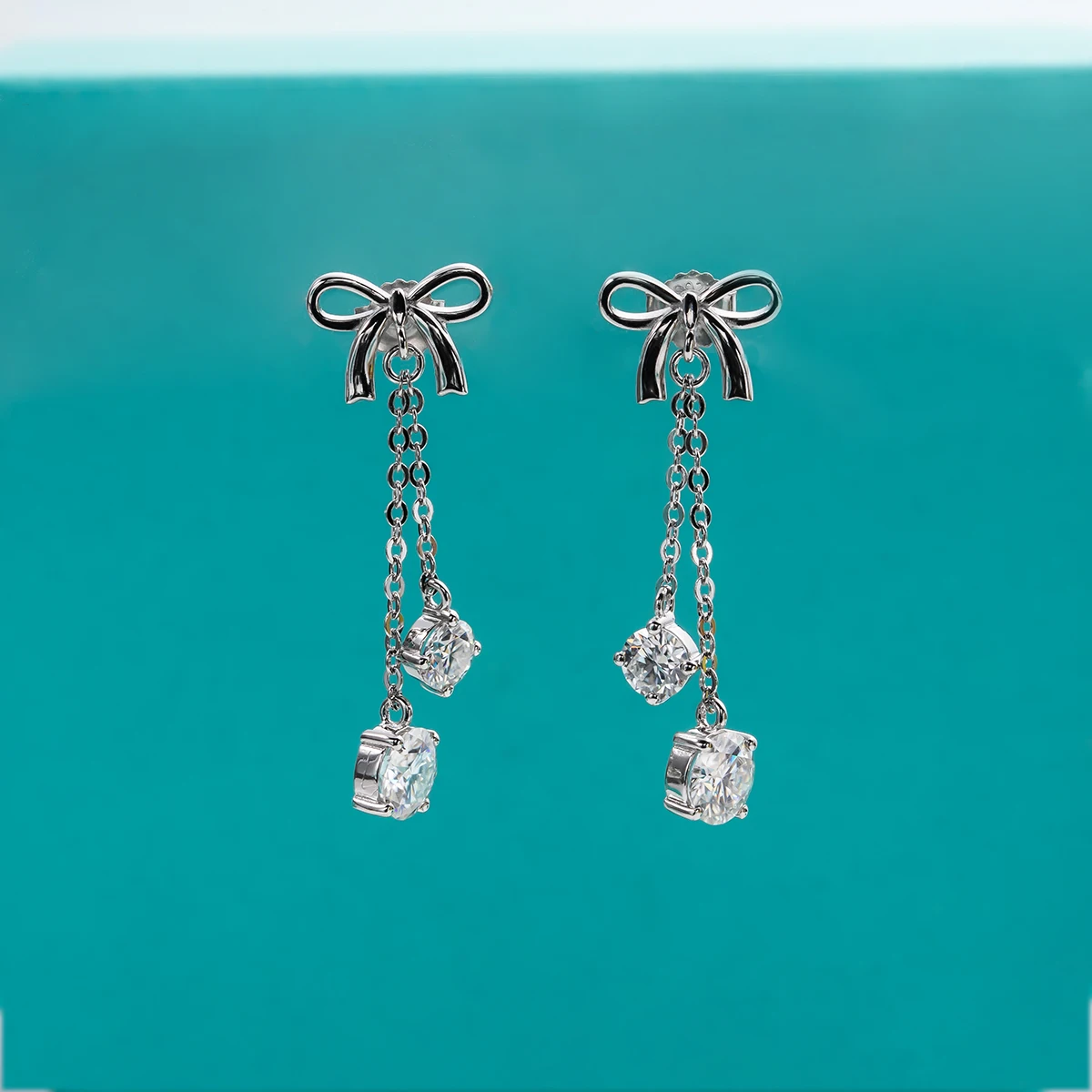 AnuJewel 3cttw D Color Moissanite Diamond Bow Drop Earrings 925 Sterling Silver Stud Earrings Charm Jewelry Wholesale image 3