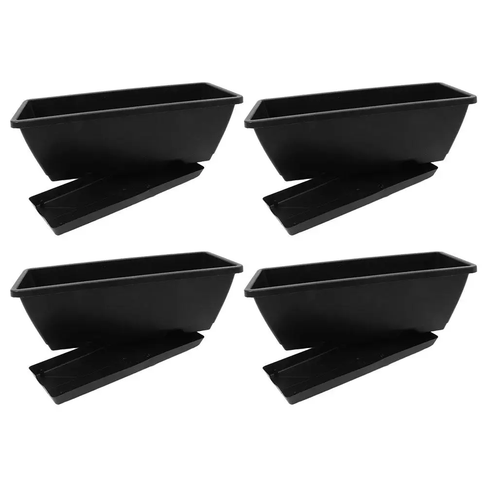 

Набор из 4 больших прямоугольных кашпо для овощей и цветов, для подоконников, для садоводства в помещении и на улице, легкие