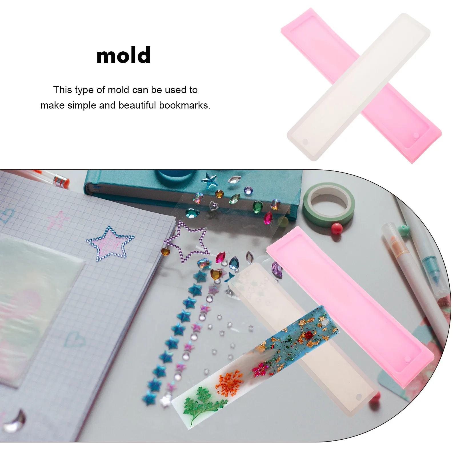 

2 Pcs Molds Silicone Craft Supplies Epoxy Resin Reusable White Bookmarks Making Accessories Bookmark Casting Molds Jewelry
