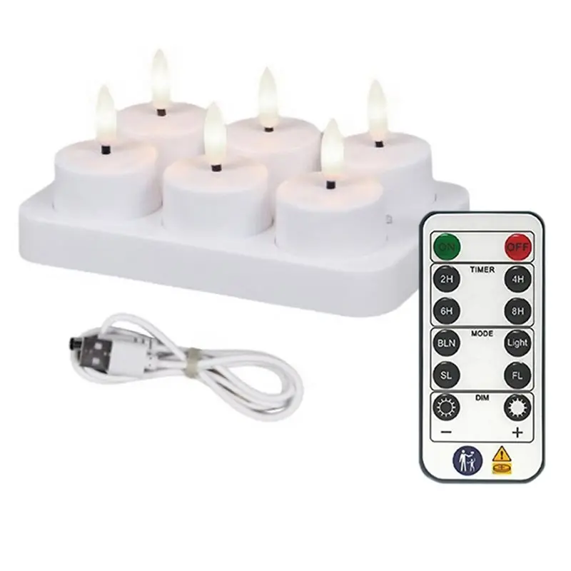 

New Shown-Tea Light Christmas LED Flameless Remote Control Rechargeable Warm Yellow Candle Light Lamp Party