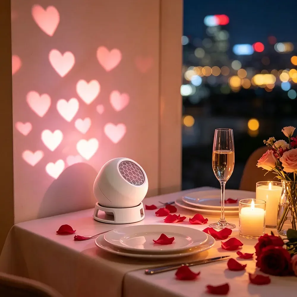 Runto 1pc Heart-shaped Projection Lamp, Valentine's Day Gift Night Light, Perfect for Proposal Scene Arrangement ,Wedding Decor