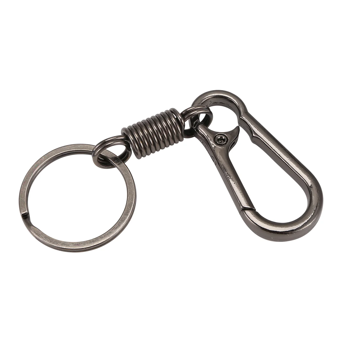 Llavero con mosquetón resistente, llavero pulido, llavero con resorte, llavero de cintura de negocios, negro A002