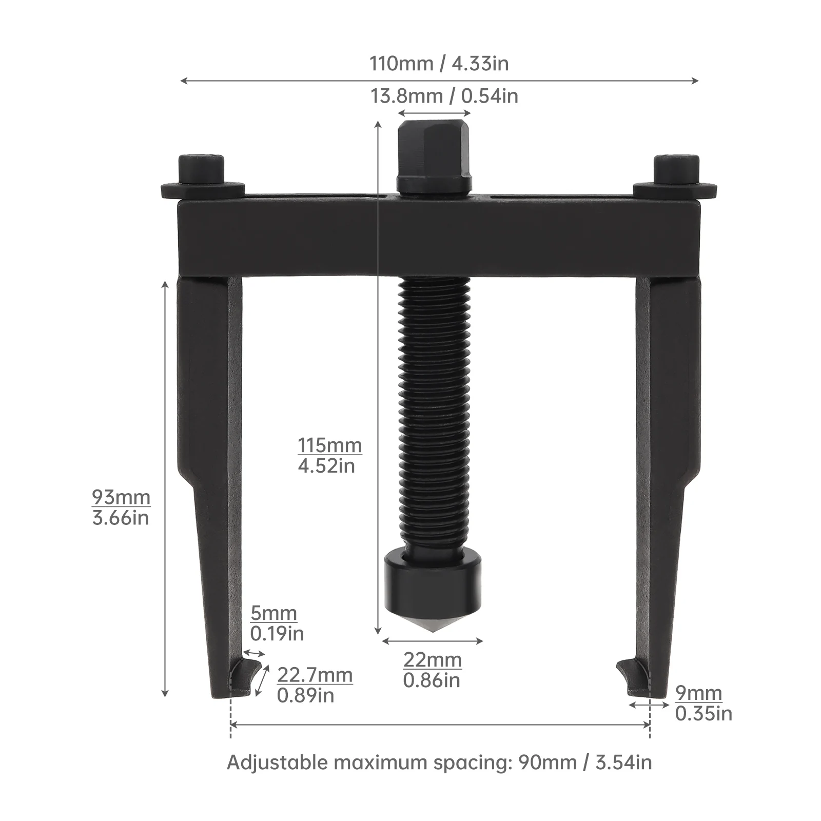 Universal Two Jaw Bearing Puller for Flywheel / Removal Small Bearing/Timing Belt Pulley with Chrome Vanadium Steel Support Foot