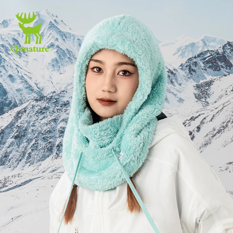 Qunature máscara de esquí de pasamontañas de invierno, capucha gruesa, forro polar térmico, máscara de cara completa, protección del cuello, mantiene el calor, bufanda de Snowboard