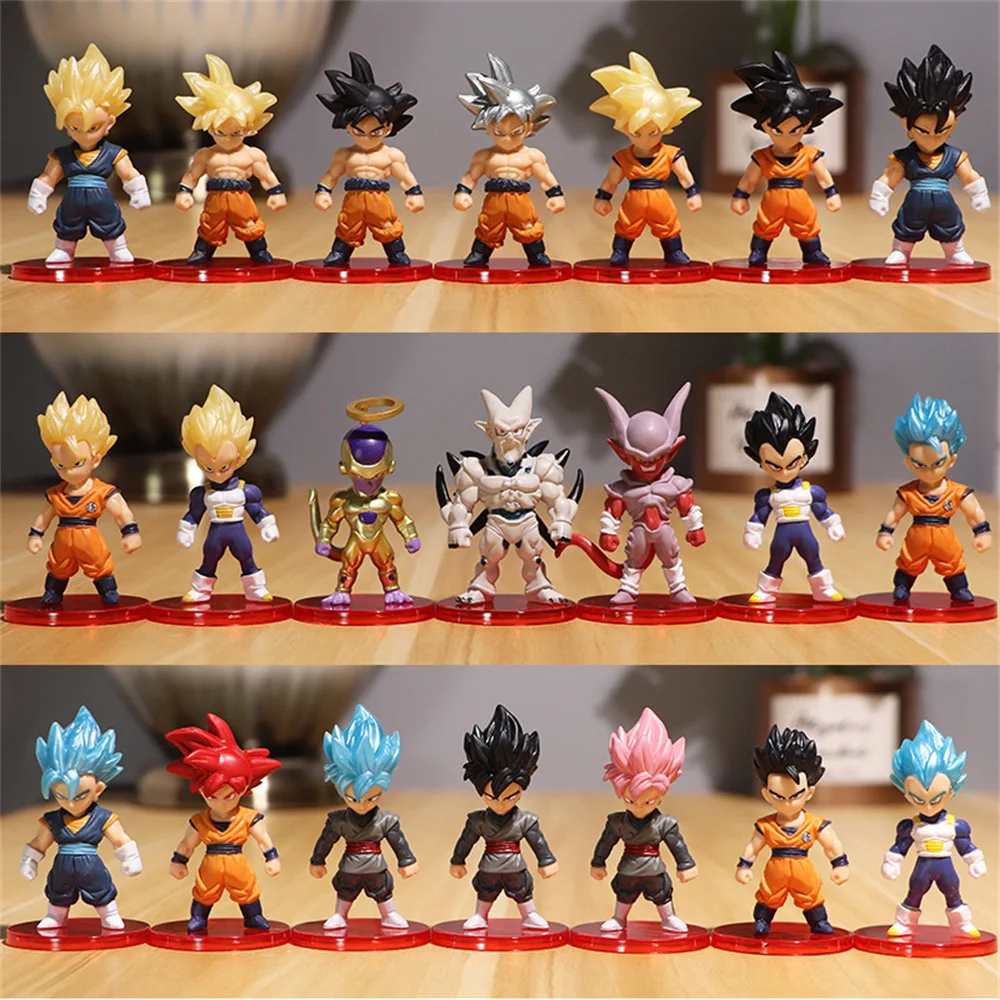 8/16/21pcs Dragon Ball Z Set Super Son Goku Vegeta Broly Buu Action Figure Anime Figurines Ultra Instinct Model Gifts Toys