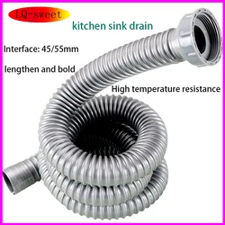 Tubo inferior alargado de acero inoxidable para fregadero de cocina, accesorios de anillo de sellado para desodorante