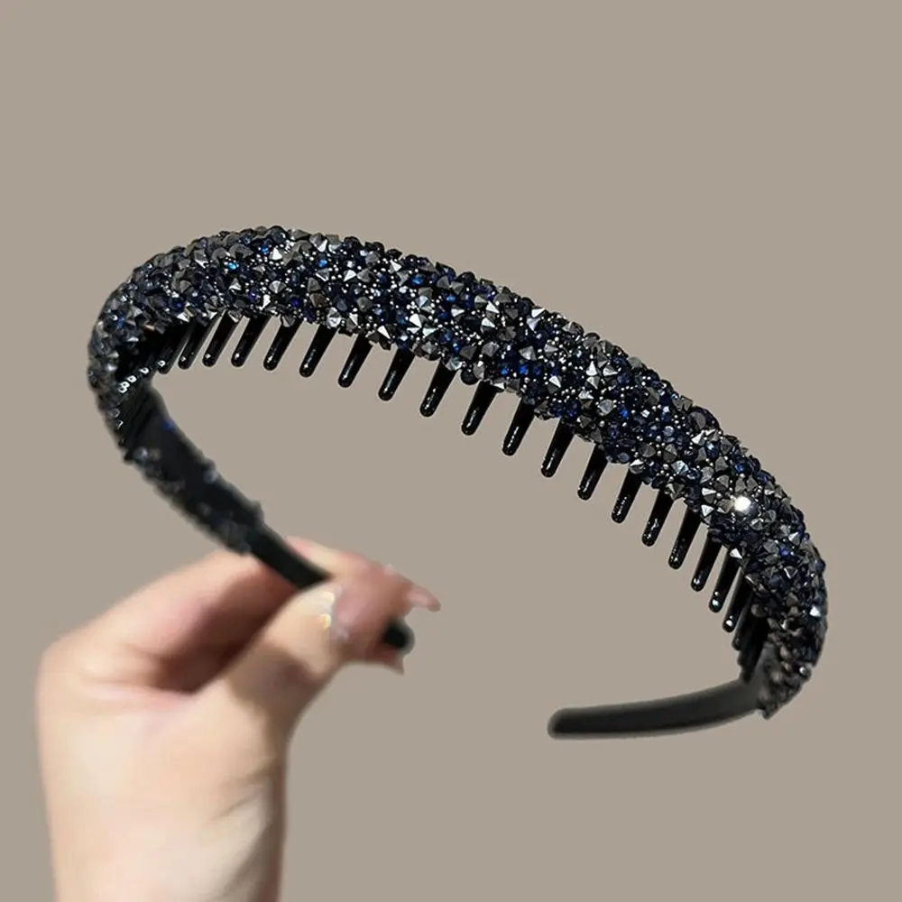 Fashion Plastic Rhinestone Headband Make Up with Toothed Hairband Face Wash Korean Style Diamond Hair Hoop Female