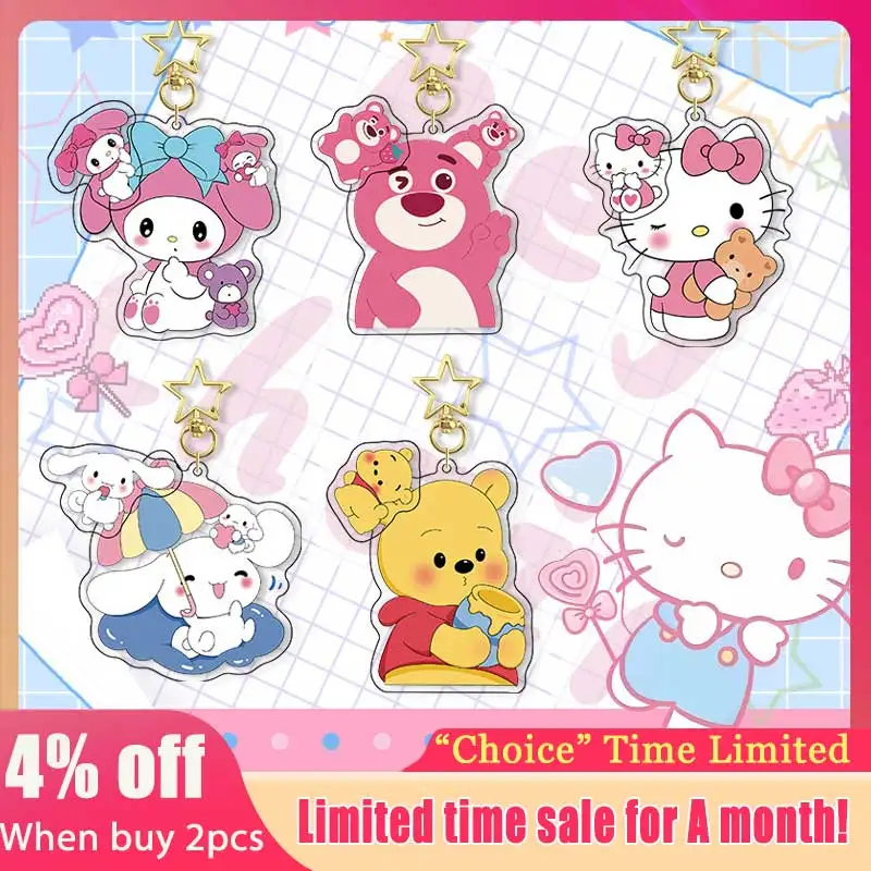 

Sanrio Cartoon Rotating Golden Star Keychain Mini Cute Hello Kitty Figure Turning Accessory Cinnamoroll Q Pensant My Melody Toys