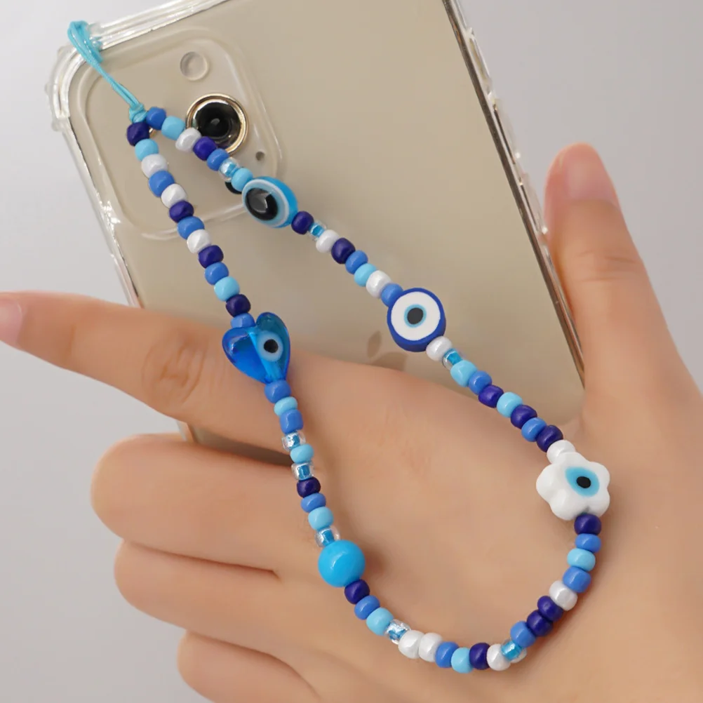 Intelligent Printing Wrist Phone Chain Jewelry Beaded Strap Charms Glass Lanyard