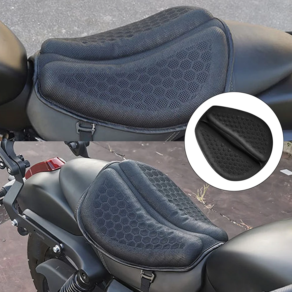 

1pcs Universal Motorcycle Shock Absorbing Gel Seat Black Motorbike Breathable Cushion 15.7*14.4*1.2inch for all season