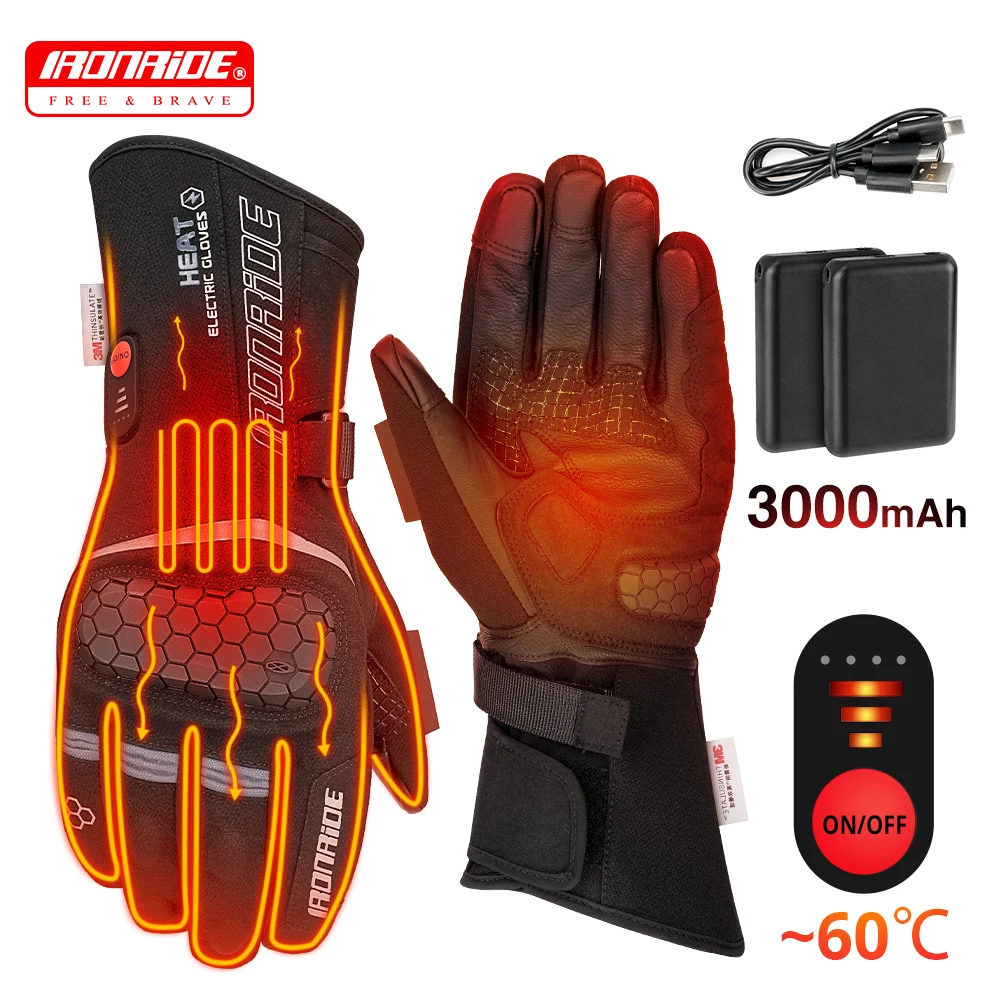 Winter Beheizte Handschuhe Wasserdicht Beheizte Moto Handschuhe 3000mah Wiederaufladbare Motorrad Selbst Heizung Handschuhe Männer