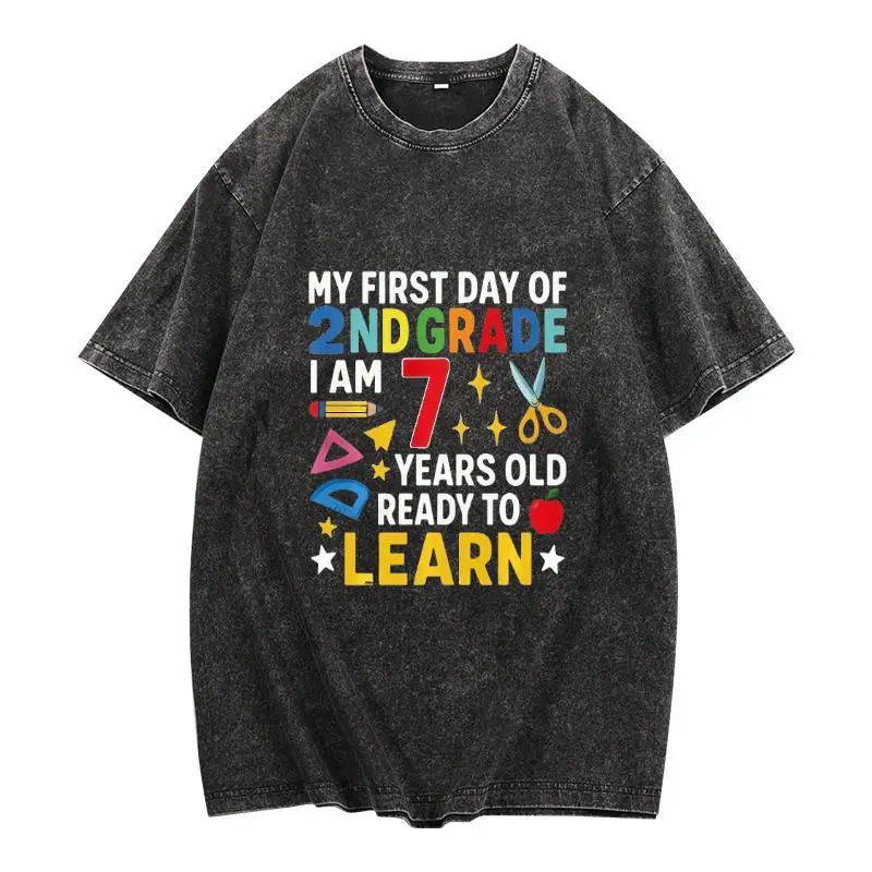 

Back - To - School Vintage Wash Tee: “My First Day Of 2nd Grade” Design On A Faded, Retro - Styled Wash, Perfect For Little Lear