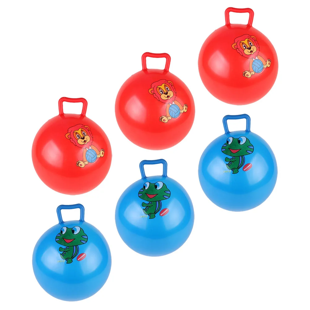 6 Pcs Handle Racket Bounce Ball Educational Balls Kids Toys Cartoon Pattern Bouncy Puzzle Hopping