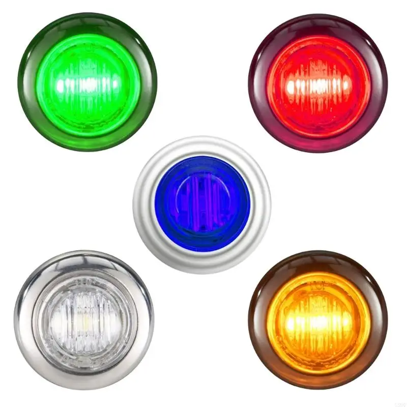 

G99F 12V-24V Truck Side Marker Light LED Trailer Lights Reflector Clearance Light Waterproof 3/4inch Round Light