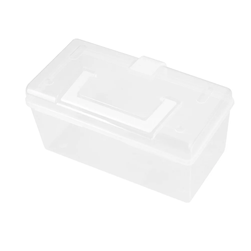 Portable Medicine Box Large Capacity Transparent Durable Handle Buckle Design First Aid Storage Organizer L Size White