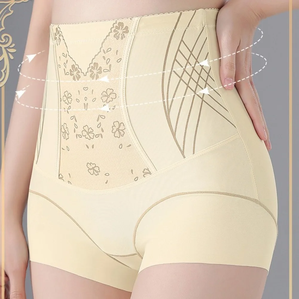 

High Waist Postpartum Body Shaper Shapewear Floral Leaf Large Size Floral Briefs Seamless Girdle Panties Butt Lifter Underpants
