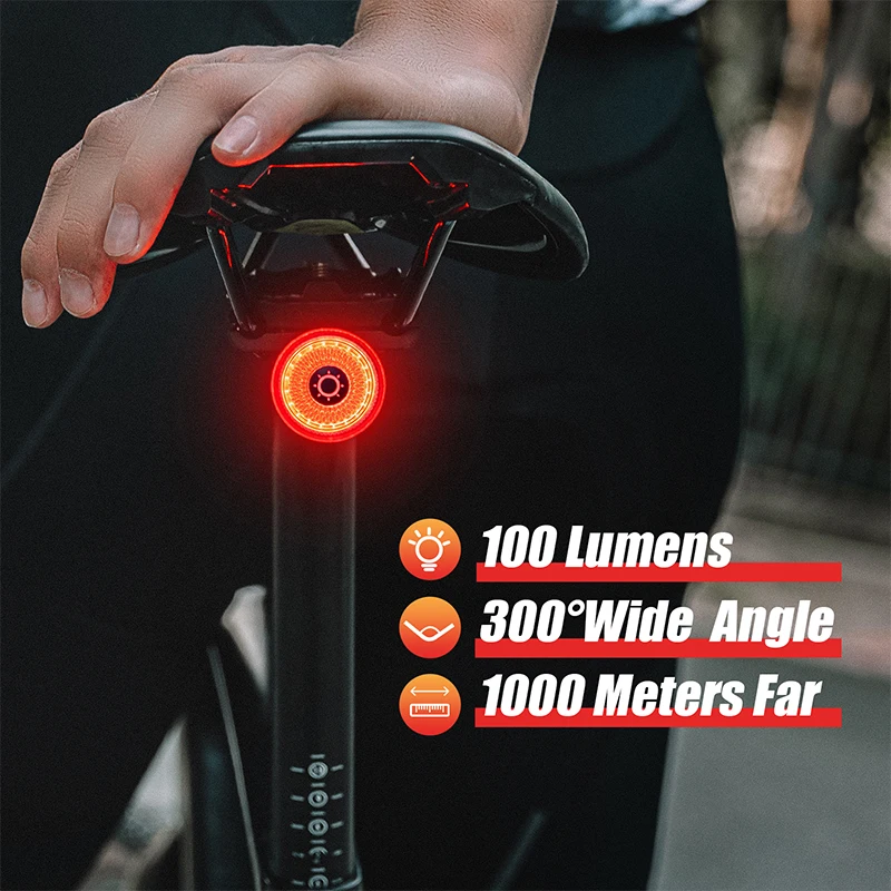 Gaciron Bike Lights 100lm High Brightness Bike Rear Light with Brake Sensor Aluminum alloy Magnetic Bicycle Saddle Taillight