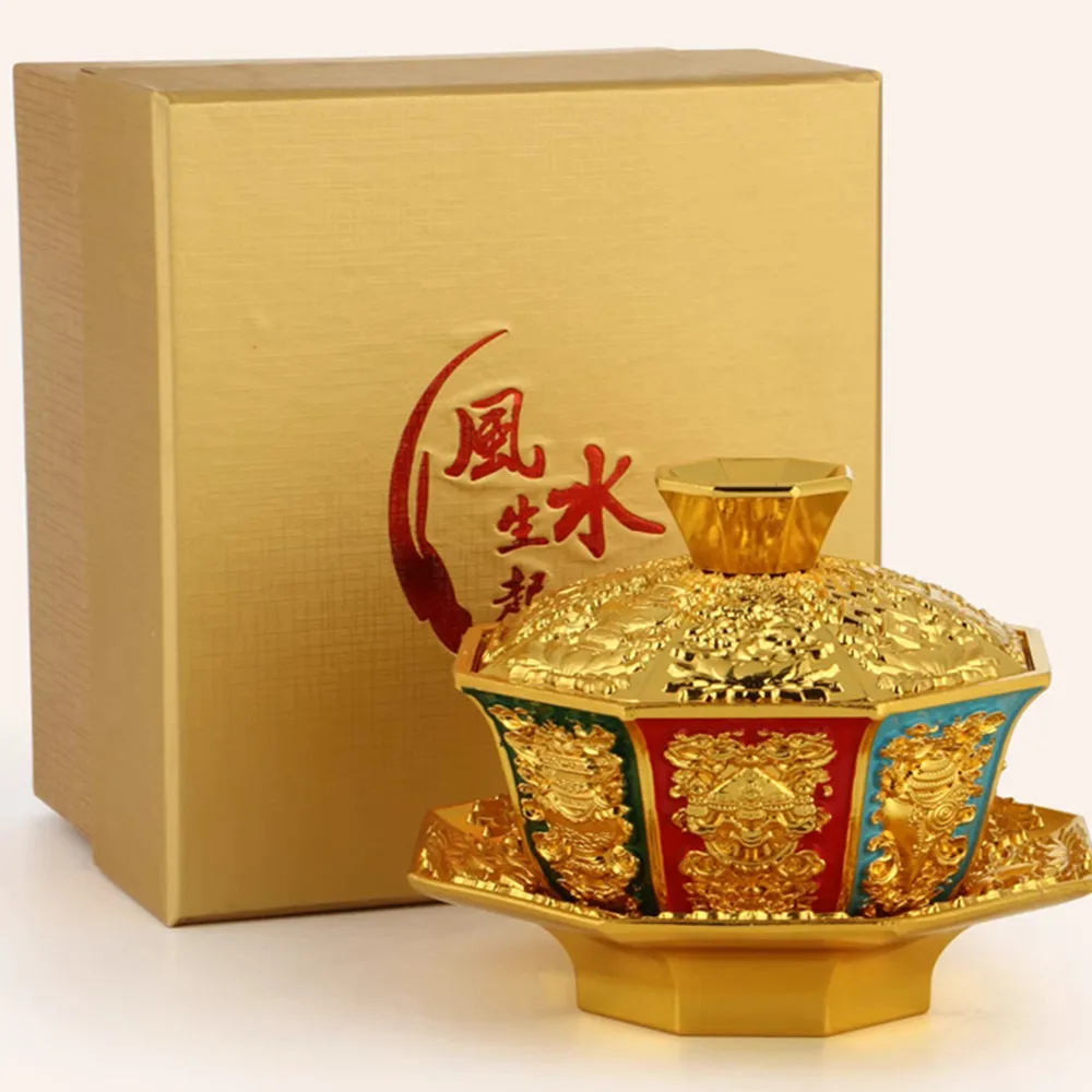 

Alloy Zinc Material Delicate Exquisite Eight Auspicious Symbol Dragon Pattern Decorate Putting Ornaments Cups