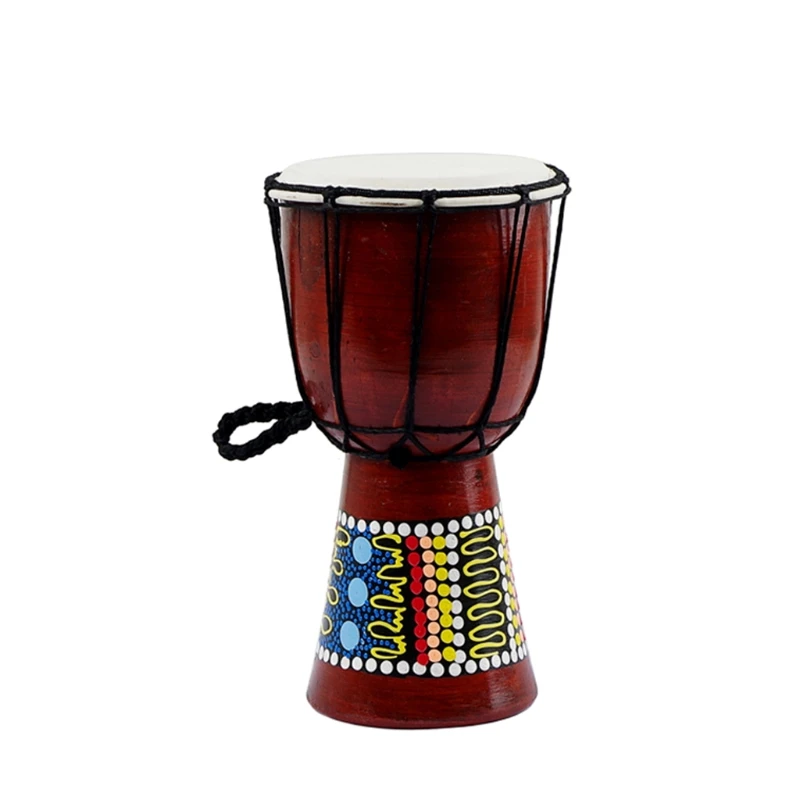 5 Inch Traditional African for Bongo Congo Djembe Drum Wooden Colorful Painting Faux Goatskin Musical Instrument