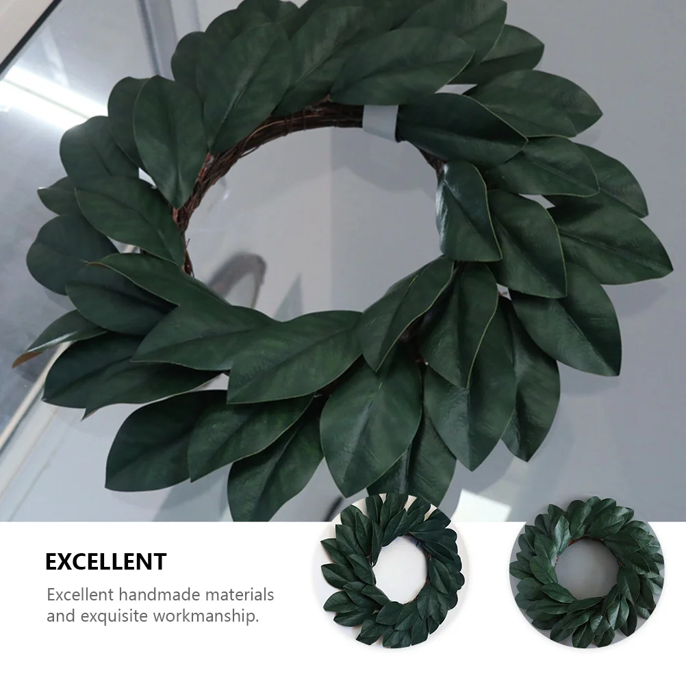 

1Pcs Magnolia Garland Excellent Handmade Materials Exquisite Workmanship Wall Door Decor Artificial Green Leaves Wreath