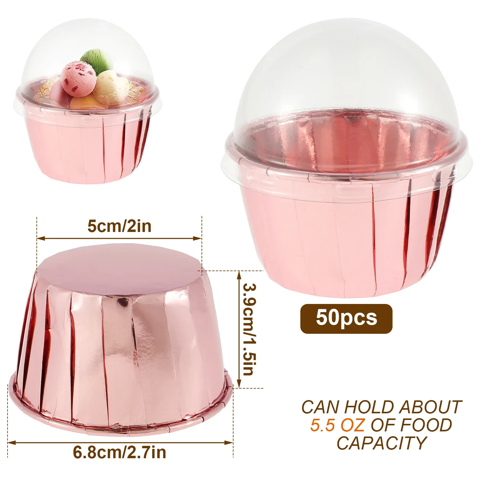 50/100Pcs 156ml Aluminum Foil Pudding Cup with Lids Disposable Mini Foil Cupcake Liners Containers Baking Mould Kitchen Supplies