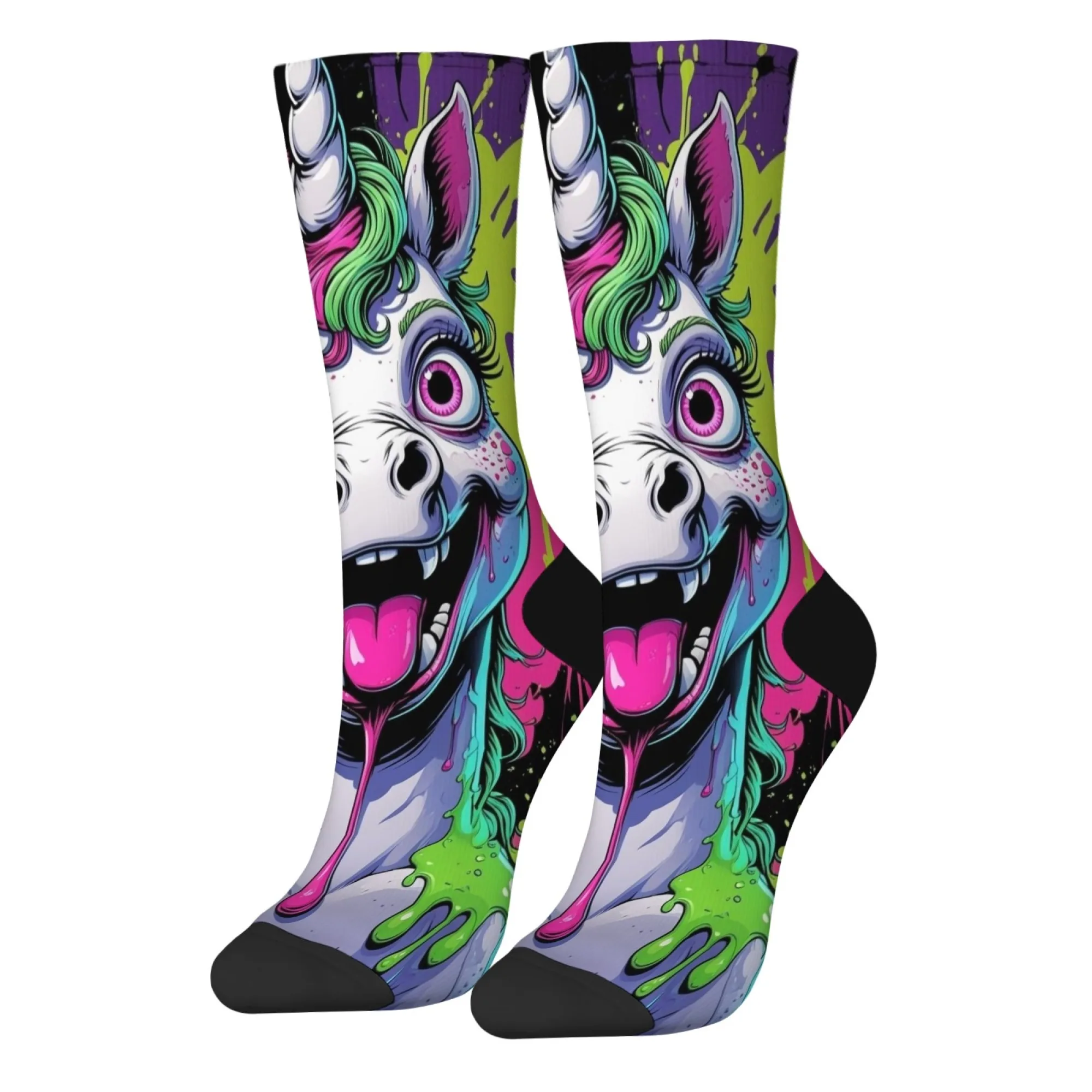 1 pz calzini da uomo modello unicorno mostro calzini sportivi antiscivolo morbidi caldi e traspiranti per palestra corsa e sport all'aria aperta