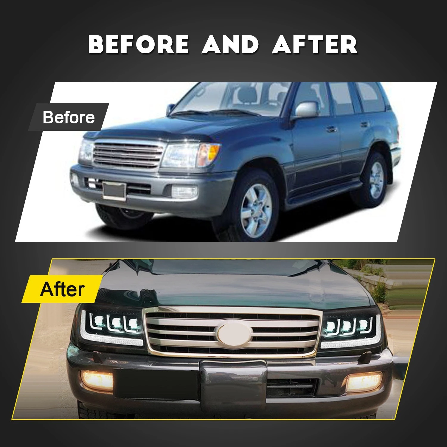 Headlight Assembly For Toyota Land Cruiser LC100 2002-2007 LED Dynamic turn signal, turn signal indicator, high beam light