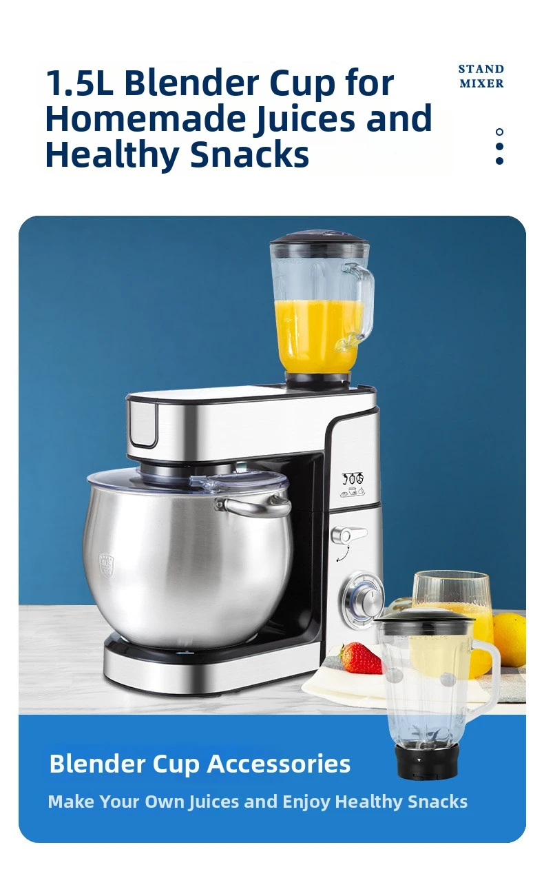 12L Gewerbliche Standmixer, Teigkneter & Rührbesen, Hochleistungs-Küchenmaschine Professioneller Chefmixer mit Edelstahlschüssel – Detail 14